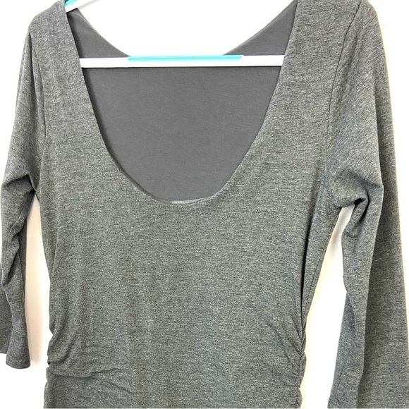 Athleta COMEBACK MIDI DRESS Long Sleeve Solid Gray Deep Scoop Back Side … - Picture 4 of 8